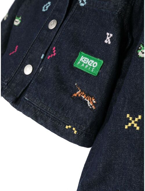 Kenzo Kids embroidered cotton denim jacket