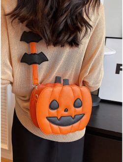 Halloween Pumpkin Bag, Fashion Color-block Crossbody Women's Bag
