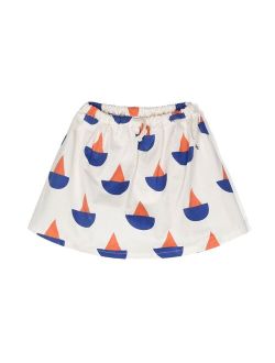 geometric-print cotton skirt