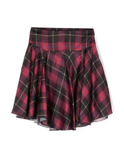 plaid-patterned flared skirt