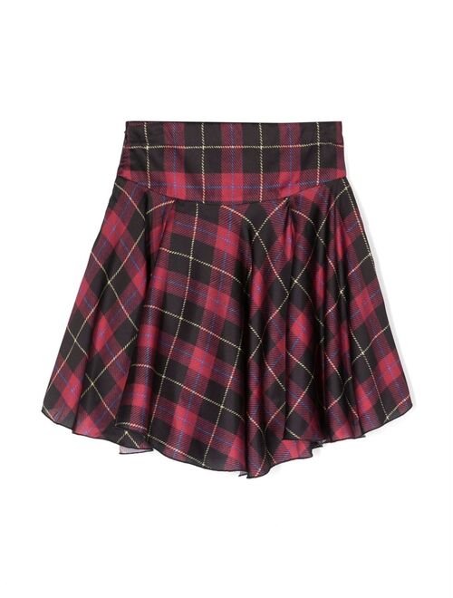 Lapin House plaid-patterned flared skirt
