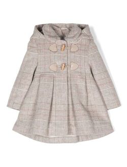 hooded checked coat