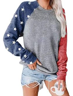 BKTOPS Womens Crew Neck Long Sleeve Sweatshirts Casual Loose Fit Pullovers Tops Tee Shirts