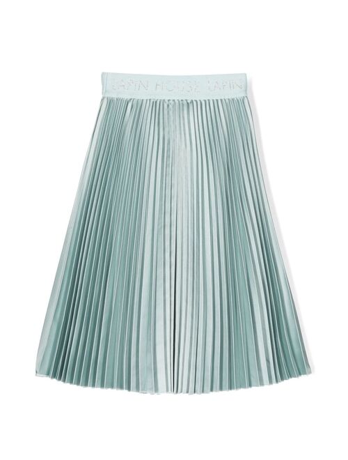 Lapin House fully plisse pleated logo-waistband skirt