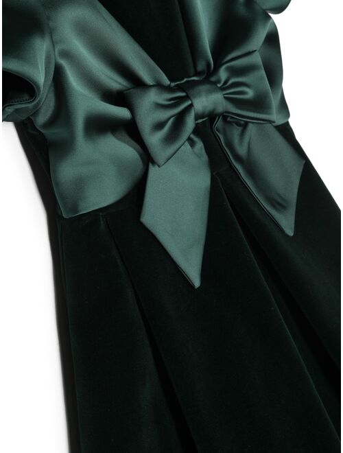 Lapin House bow-detail flared velvet dress