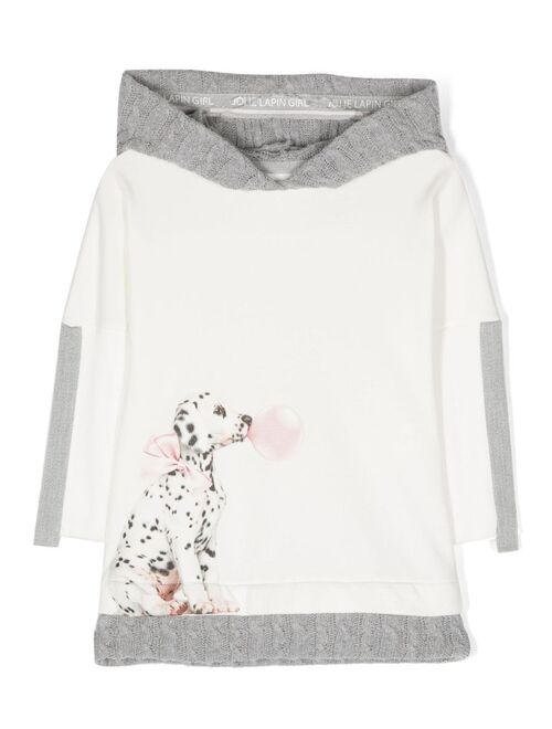 Lapin House graphic-print hooded dress