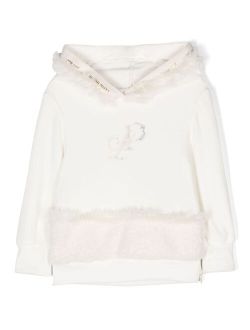 logo-embroidered hooded dress