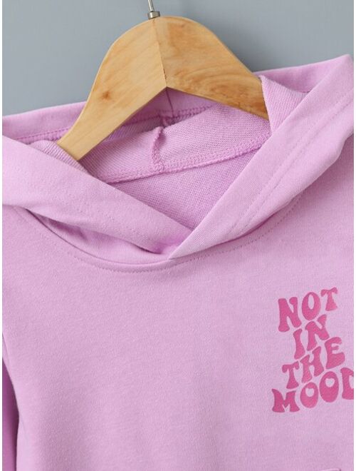 SHEIN Kids EVRYDAY Toddler Girls Slogan Graphic Kangaroo Pocket Hoodie