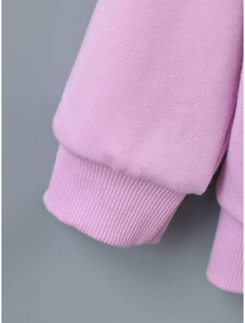 SHEIN Kids EVRYDAY Toddler Girls Slogan Graphic Kangaroo Pocket Hoodie