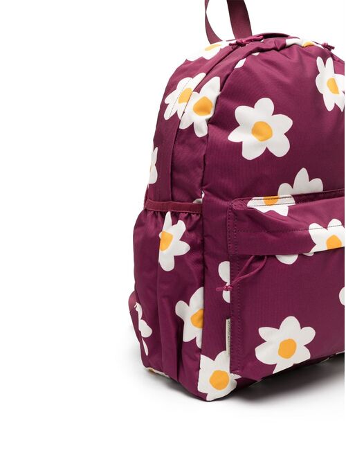 Bobo Choses floral-print logo-patch backpack