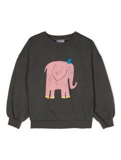 Elephant-print organic-cotton sweatshirt