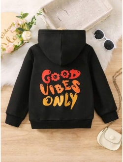 Kids EVRYDAY Toddler Girls Floral Slogan Graphic Hoodie
