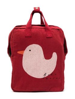 bird-print cotton backpack