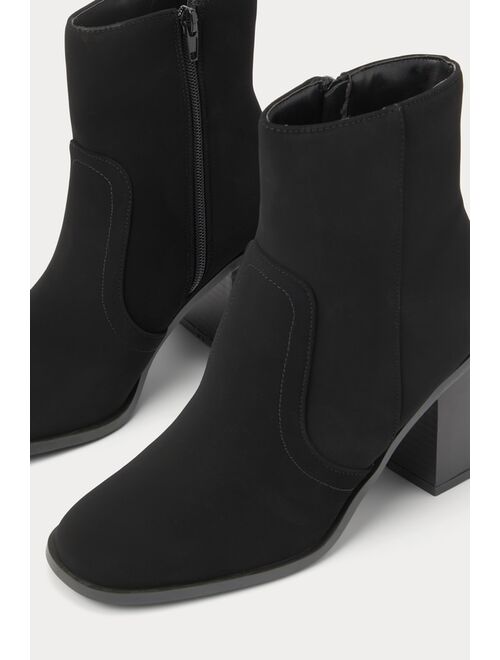 Lulus Cirilla Black Suede Ankle Boots