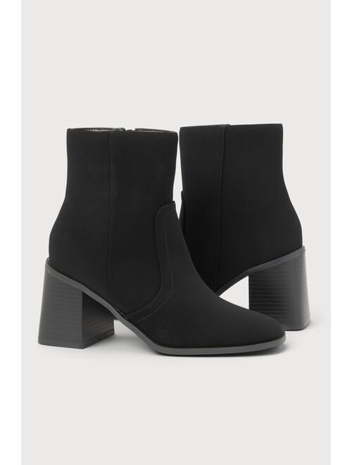 Lulus Cirilla Black Suede Ankle Boots