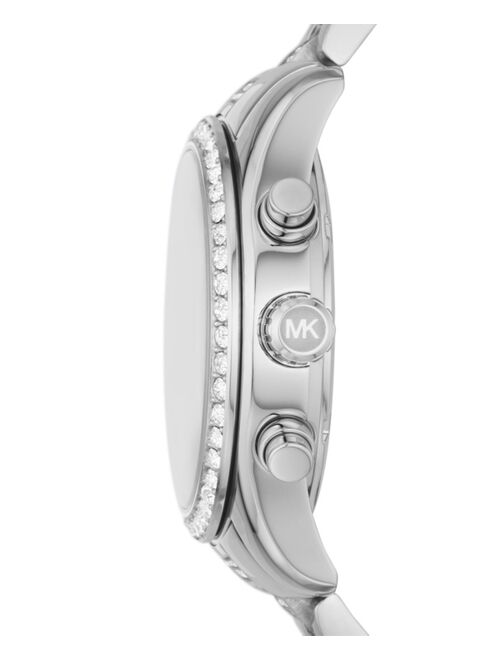 MICHAEL KORS Women's Lexington Lux Chronograph Silver-tone Stainless Steel Bracelet Watch 38mm