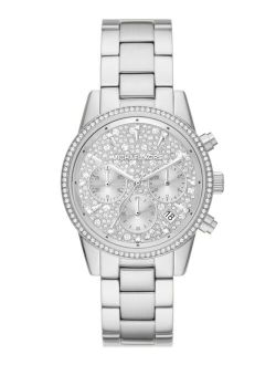 Women's Ritz Chronograph Silver-Tone Stainless Steel Bracelet Watch 37mm