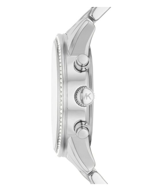 MICHAEL KORS Women's Ritz Chronograph Silver-Tone Stainless Steel Bracelet Watch 37mm