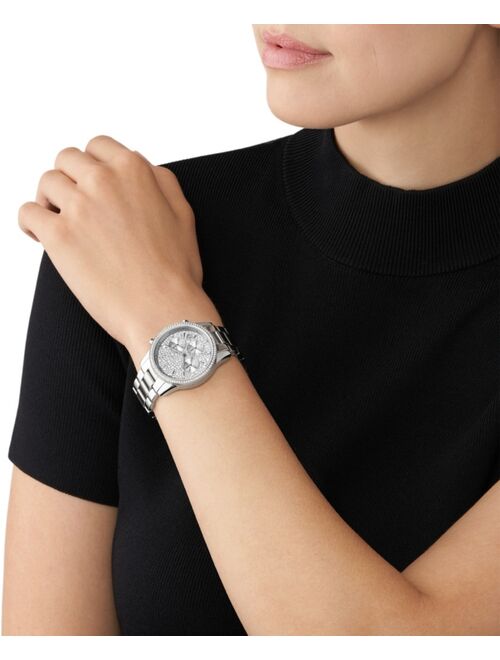 MICHAEL KORS Women's Ritz Chronograph Silver-Tone Stainless Steel Bracelet Watch 37mm