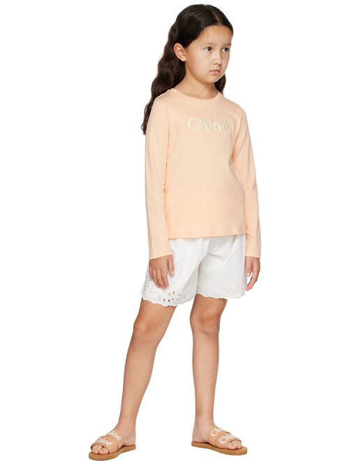 CHLOE Kids Pink Embroidered Long Sleeve T-Shirt