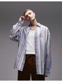 extreme oversized striped shirt in multi