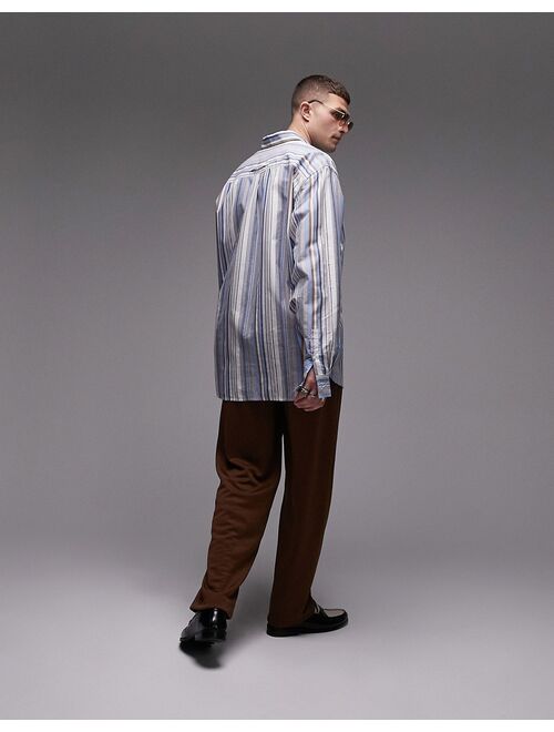 Topman extreme oversized striped shirt in multi