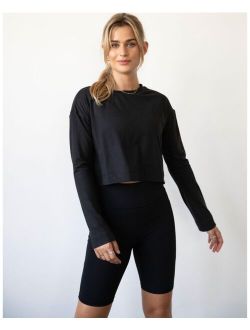 REBODY ACTIVE Go With The Flow Crop Long Sleeve Top for Women