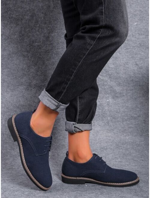Shein Men Lace-up Front Casual shoes, Letter Striped Round Toe Oxfords Shoes