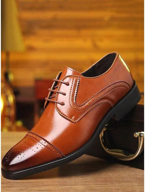 Shein Vintage Derby Shoes For Men, Ombre Pattern Lace-up Front Dress Shoes