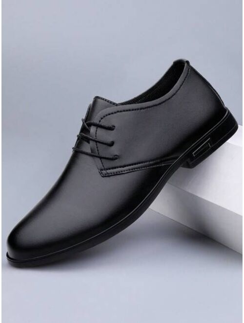 Shein Business Derby Shoes For Men, Lace-up Front Dress Shoes