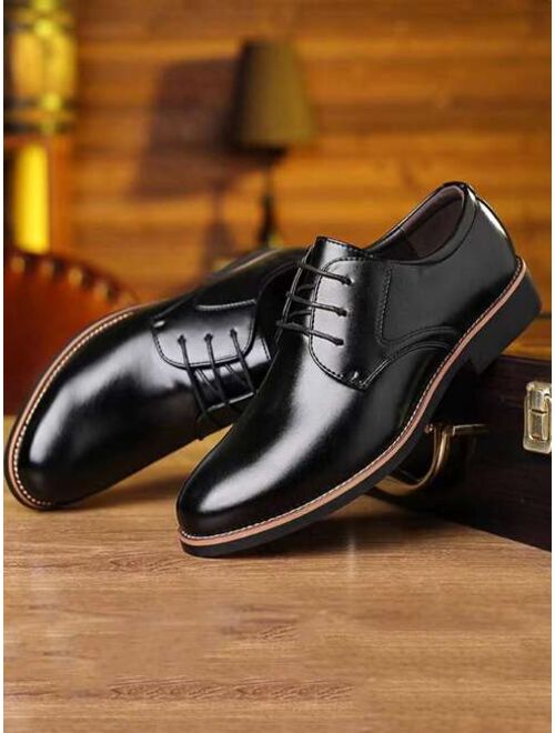 Shein Business Derby Shoes For Men, Lace-up Front Dress Shoes