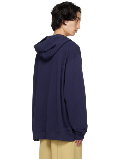 MM6 Maison Margiela Blue Embroidered Hoodie