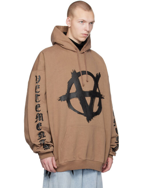 VETEMENTS Taupe Reverse Anarchy Hoodie