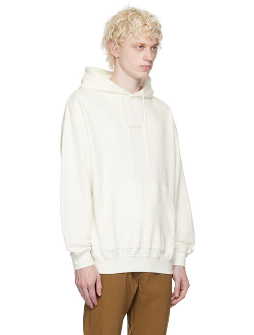 BOSS Off-White Embroidered Hoodie