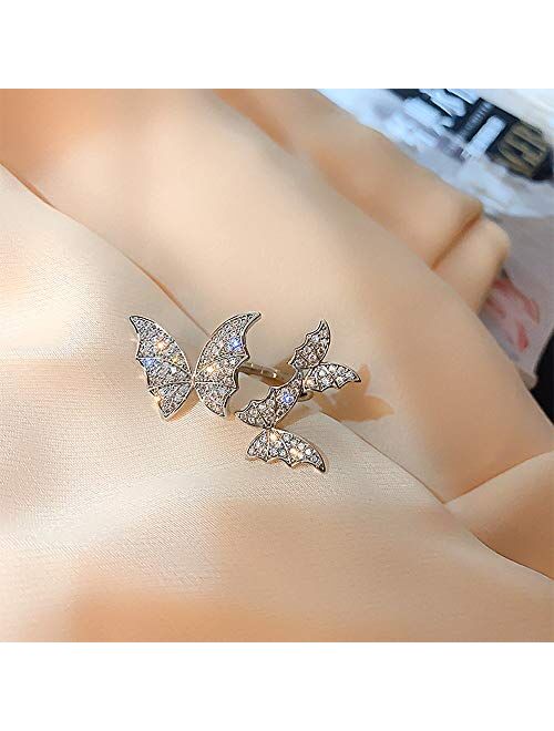 Aimimier Cubic Zirconia Butterfly Ring Sparkling Crystal Bow-Knot Knuckle Ring Wedding Jewelry for Women and Girls