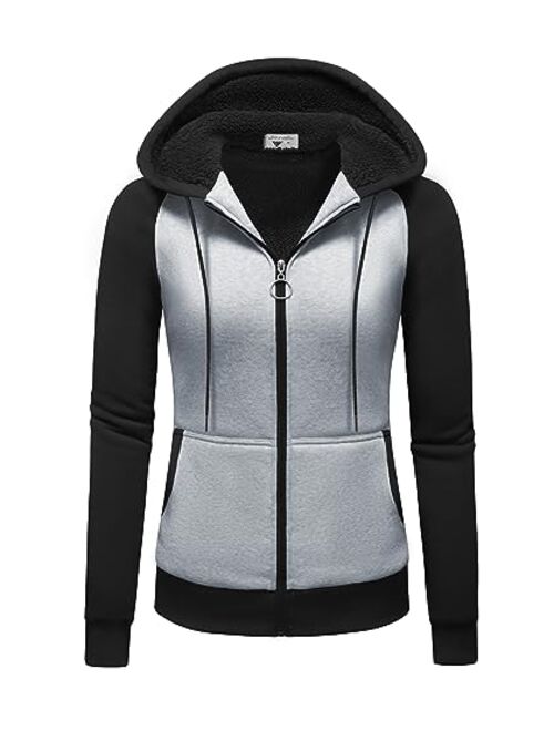 GEEK LIGHTING Hoodies for Women Sherpa Lined Winter Fleece Sweatshirt - Full Zip Up Thick