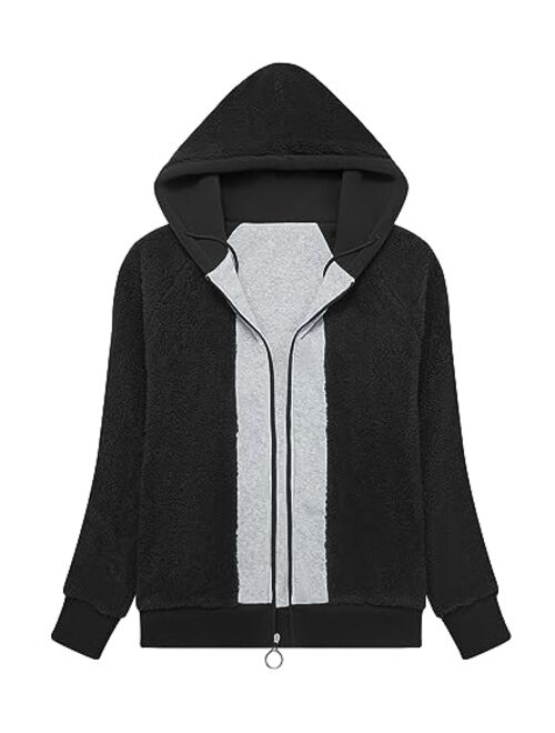 GEEK LIGHTING Hoodies for Women Sherpa Lined Winter Fleece Sweatshirt - Full Zip Up Thick