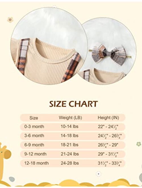 Queenstyle Newborn Baby Girl Clothes Romper Long Sleeve Ruffle Jumpsuit Cute Infant Girl Fall Winter Outfits for 0-18 Months