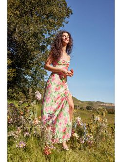 Vacay Getaway Ivory Multi Floral Print Backless Maxi Dress