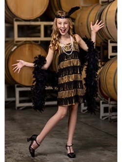Girls Gold and Black Flapper Dress 1920s Flapper Dress