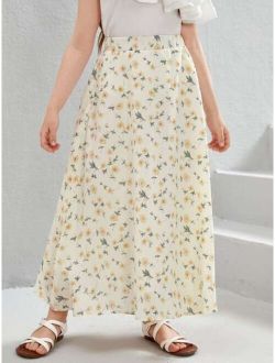 Kids SUNSHNE Girls Ditsy Floral Print A-line Skirt