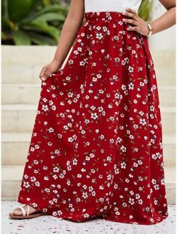 Kids SUNSHNE Girls Ditsy Floral Print Maxi Skirt