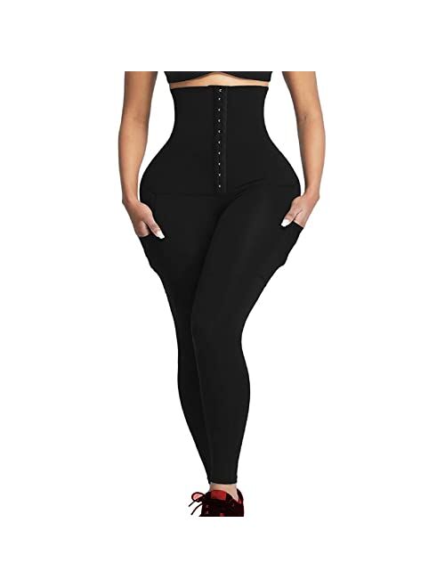 JGS1996 High Waist Sauna Leggings for Women With Pockets Workout Sweat Pants Waist Trainer Tummy Control Hot Thermo Shapewear