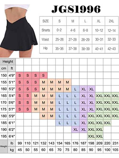 JGS1996 Pleated Tennis Skirt with Pockets Shorts for Women Crossover High Waisted Athletic Golf Skorts Summer Mini Skirts