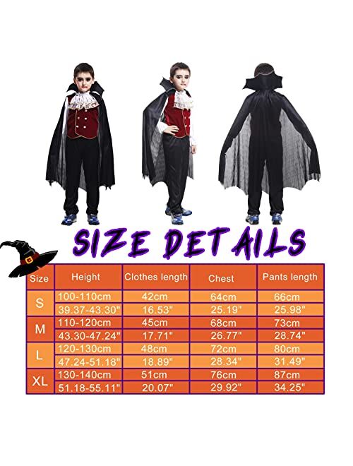 EOZY Kids Boys Halloween Vampire Costume Child Vampire Noble Dracula Role Play Dress Up Cosplay Party Clothes