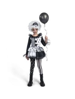Girls Clown Costume, Killer Clown Costume, Black and White Jester Dress for Girls Halloween Dress Up