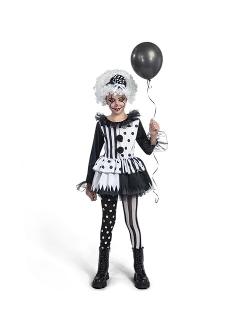 Spooktacular Creations Girls Clown Costume, Killer Clown Costume, Black and White Jester Dress for Girls Halloween Dress Up