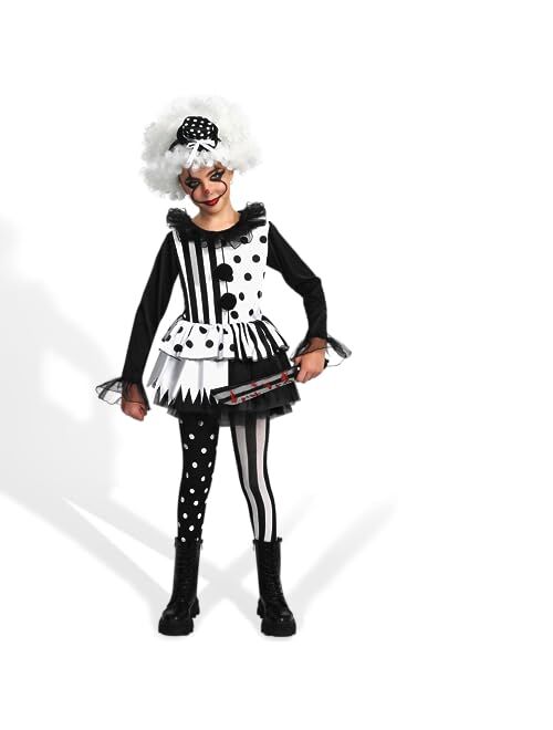 Spooktacular Creations Girls Clown Costume, Killer Clown Costume, Black and White Jester Dress for Girls Halloween Dress Up