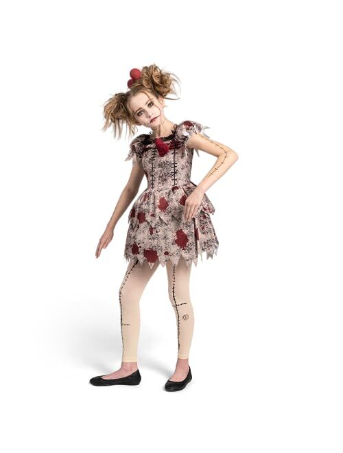 Spooktacular Creations Kids Voodoo Costume, Voodoo Doll Dress Costume for Girls Halloween Dress up