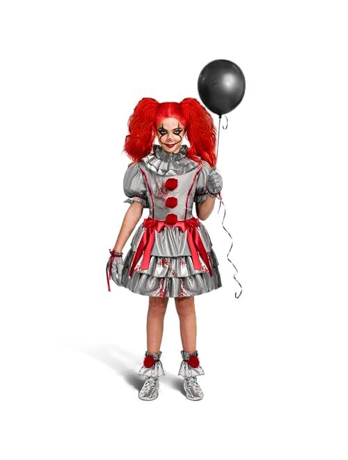 Spooktacular Creations Girls Clown Costume, Evil Clown Dress, Scary Jester Costume for Girls Halloween Dress Up